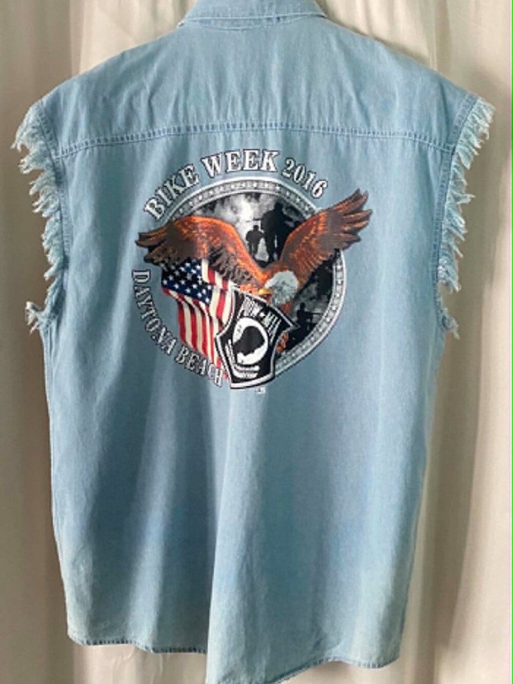 Bikerwear USA Denim Vest Shirt 2XL Bike Week 2016 Eagle Moto